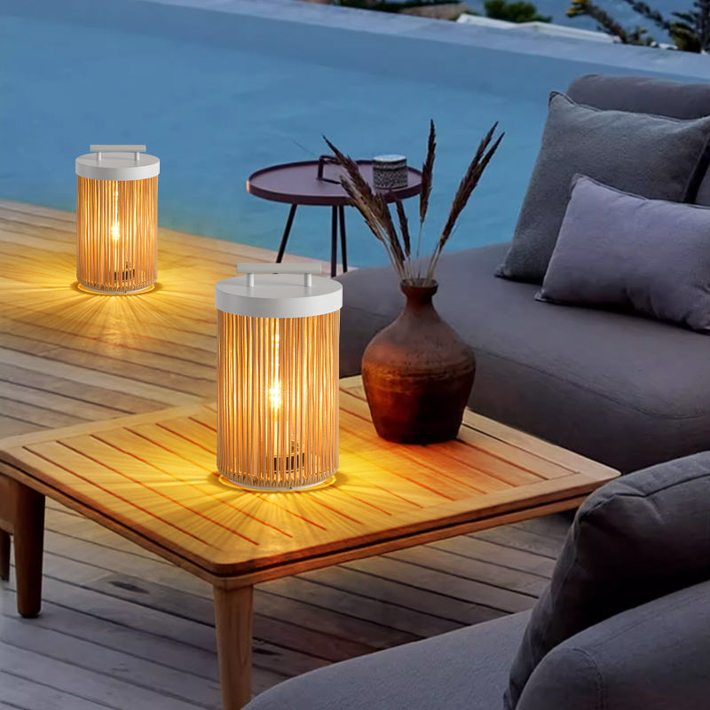 Lorrenlynne Rattan Floor Lamp-Moonnatur