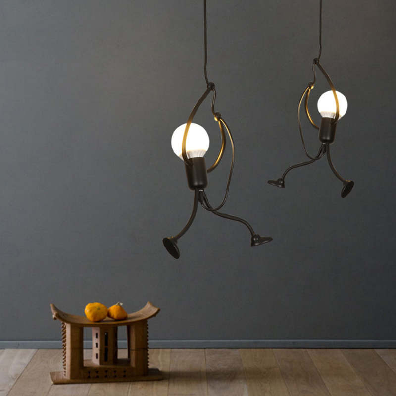 Miro Retro Modern Iron Man Pendant Light, Black - Neutralighting