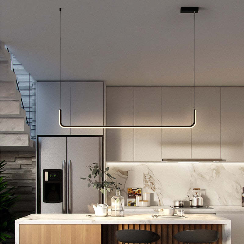 Clen Modern Linear Pendant Light Double Frame, Black/Gold - Neutralighting