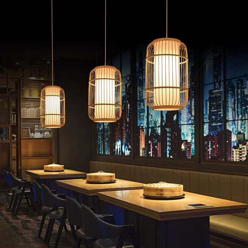Kuro Hand-Woven Knitted Rattan Bamboo Vintage Pendant Light - Neutralighting