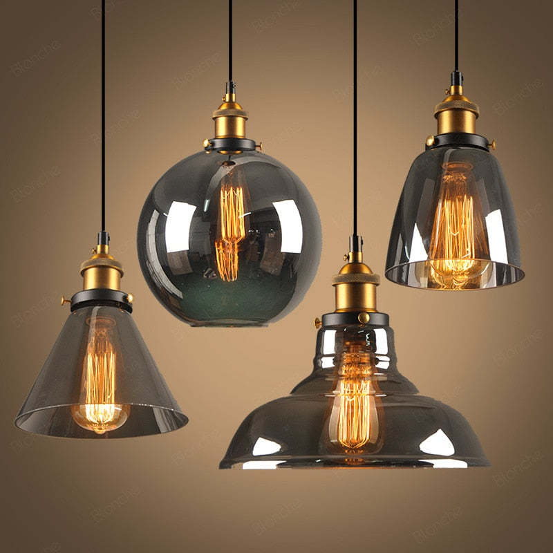 June Industrial Glass Pendant Light Clear/Amber/Smoke Grey - Neutralighting