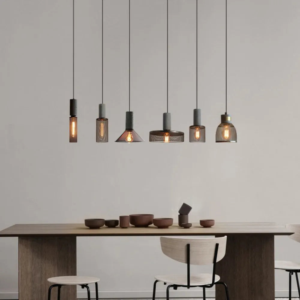 Xenith Industrial Cylindrical Pendant Light, Cement/Metal - Neutralighting