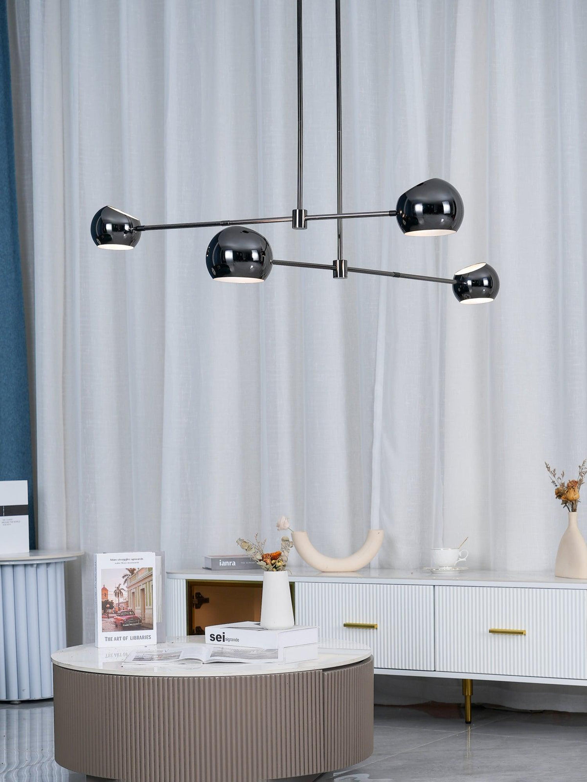 Davenia Steel Chandelier-Moonnatur