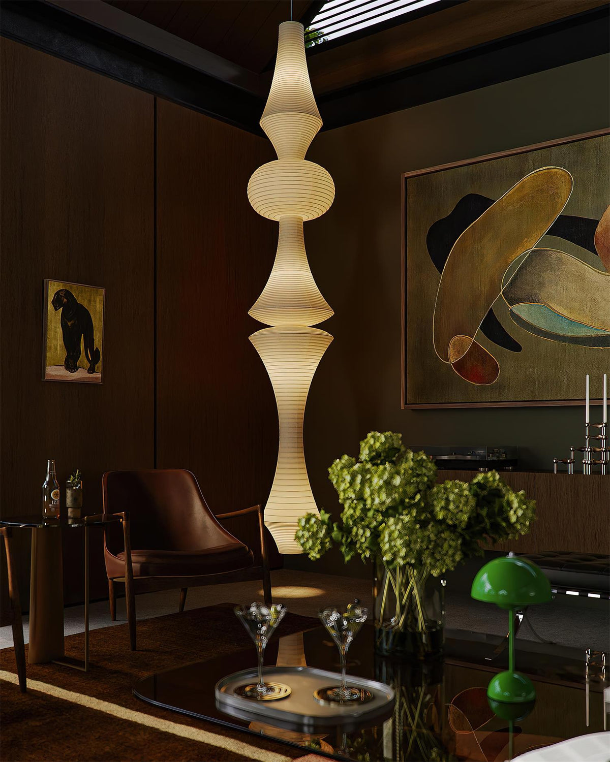 Tildenmoss Paper Pendant Light-Moonnatur