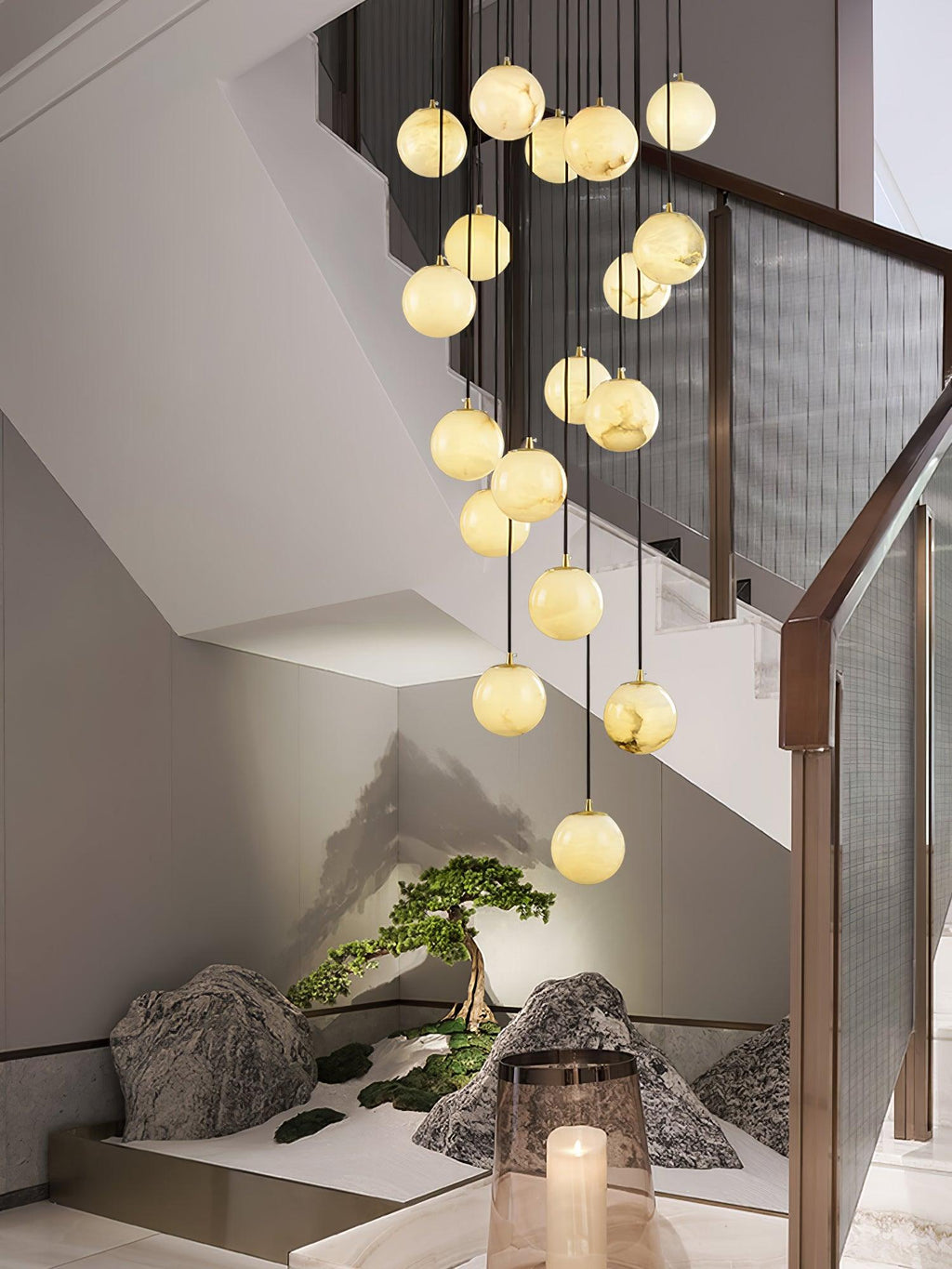Vardenwood Alabaster Pendant Light-Moonnatur