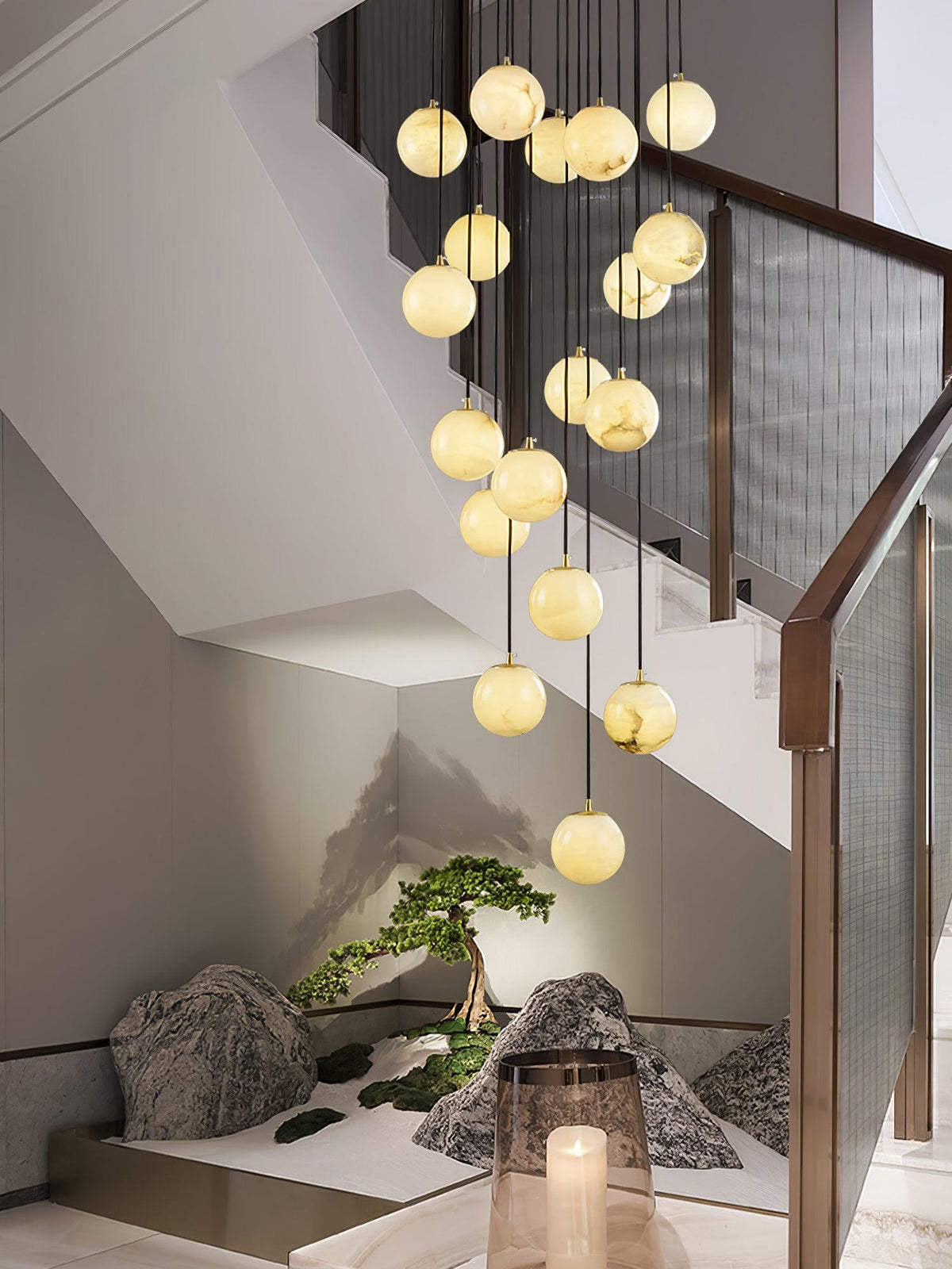 Vardenwood Alabaster Pendant Light-Moonnatur