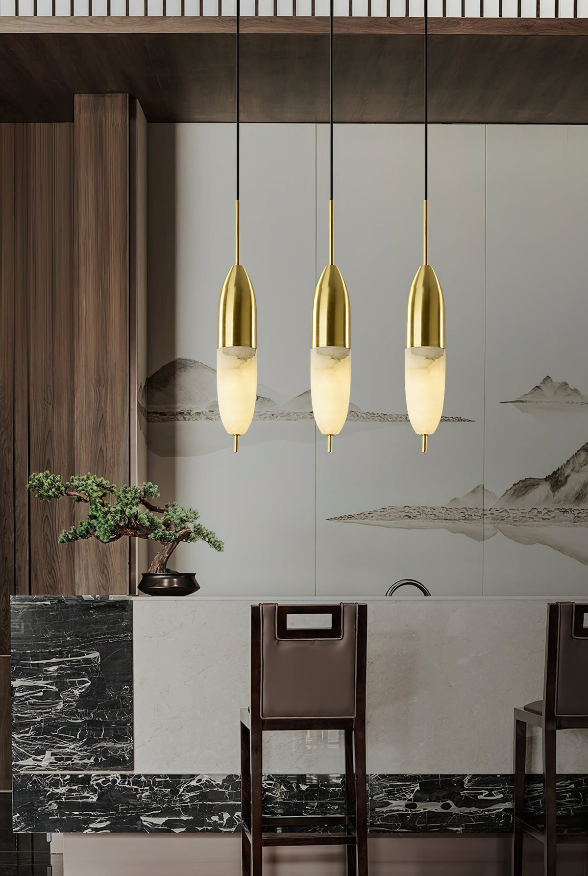 Ravenslynne Alabaster Pendant Light-Moonnatur