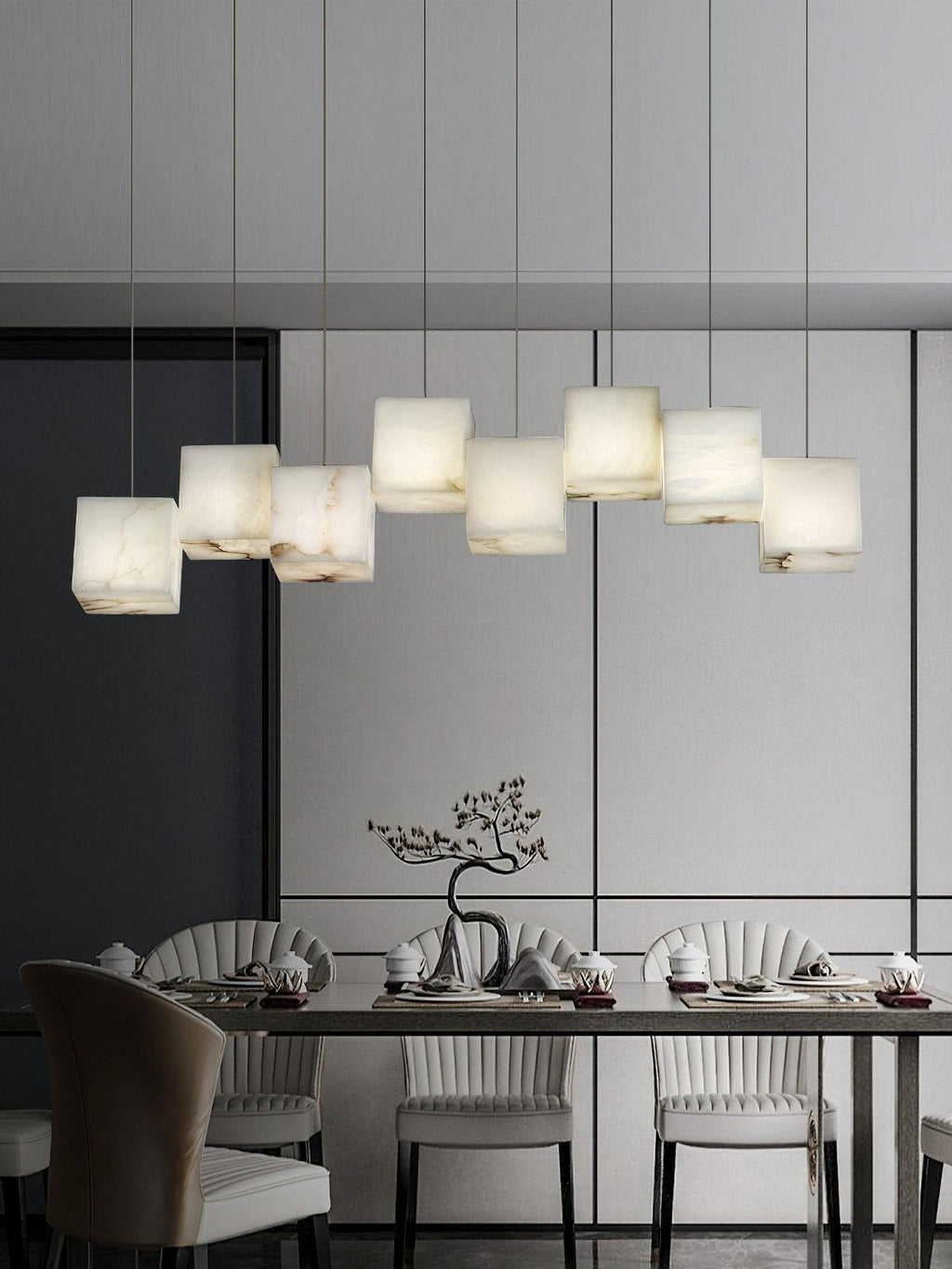 Auberdale Alabaster Chandelier-Moonnatur