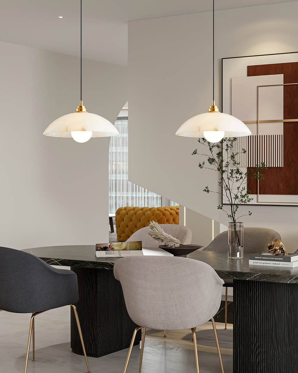 Penrelwyn Alabaster Pendant Light-Moonnatur