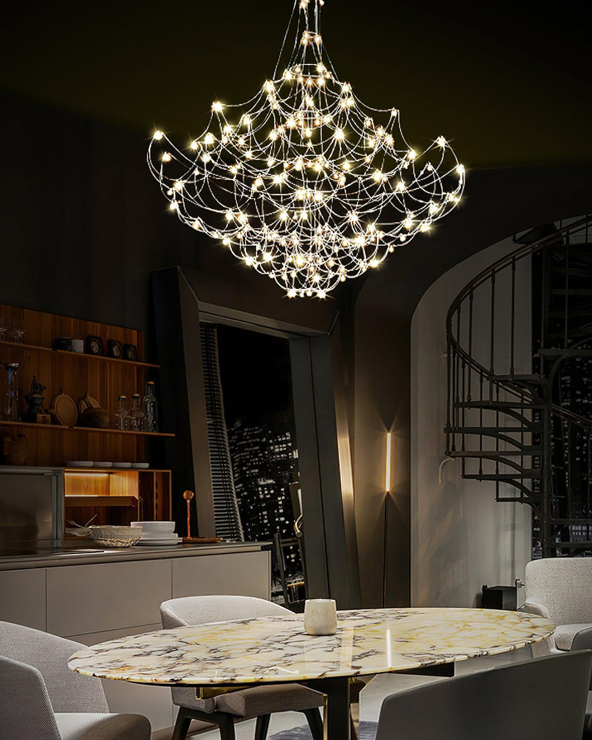 Adairenna Stainless Steel Chandelier-Moonnatur