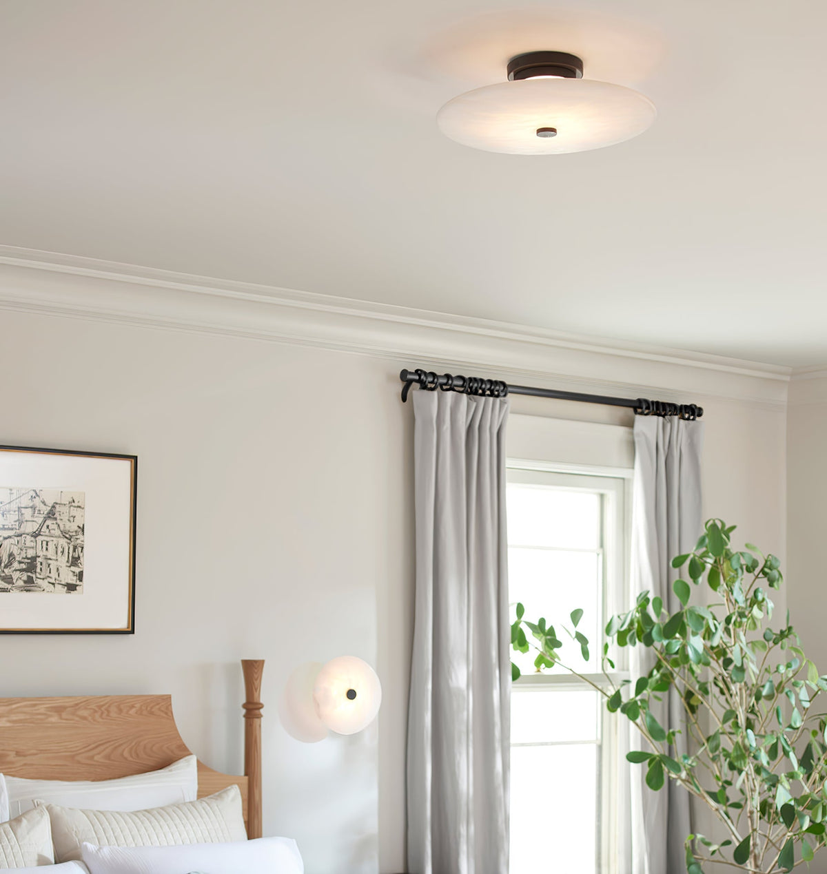 Erlenora Alabaster Ceiling Light-Moonnatur