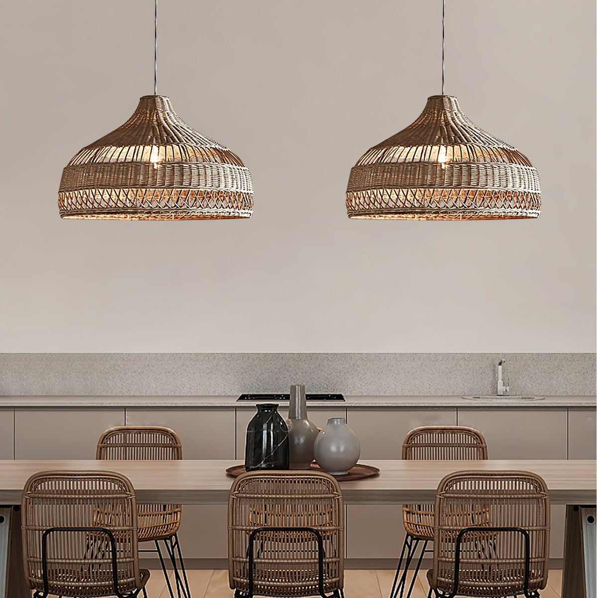 Dorrenena Rattan Pendant Light-Moonnatur