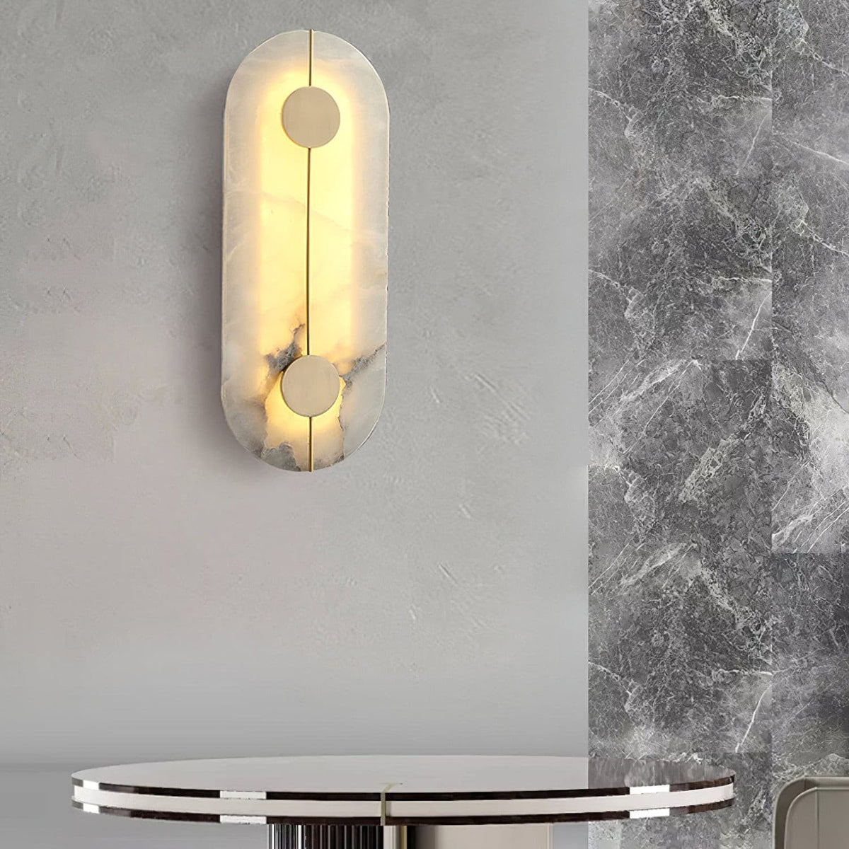Ashenbrook Alabaster Wall Light-Moonnatur