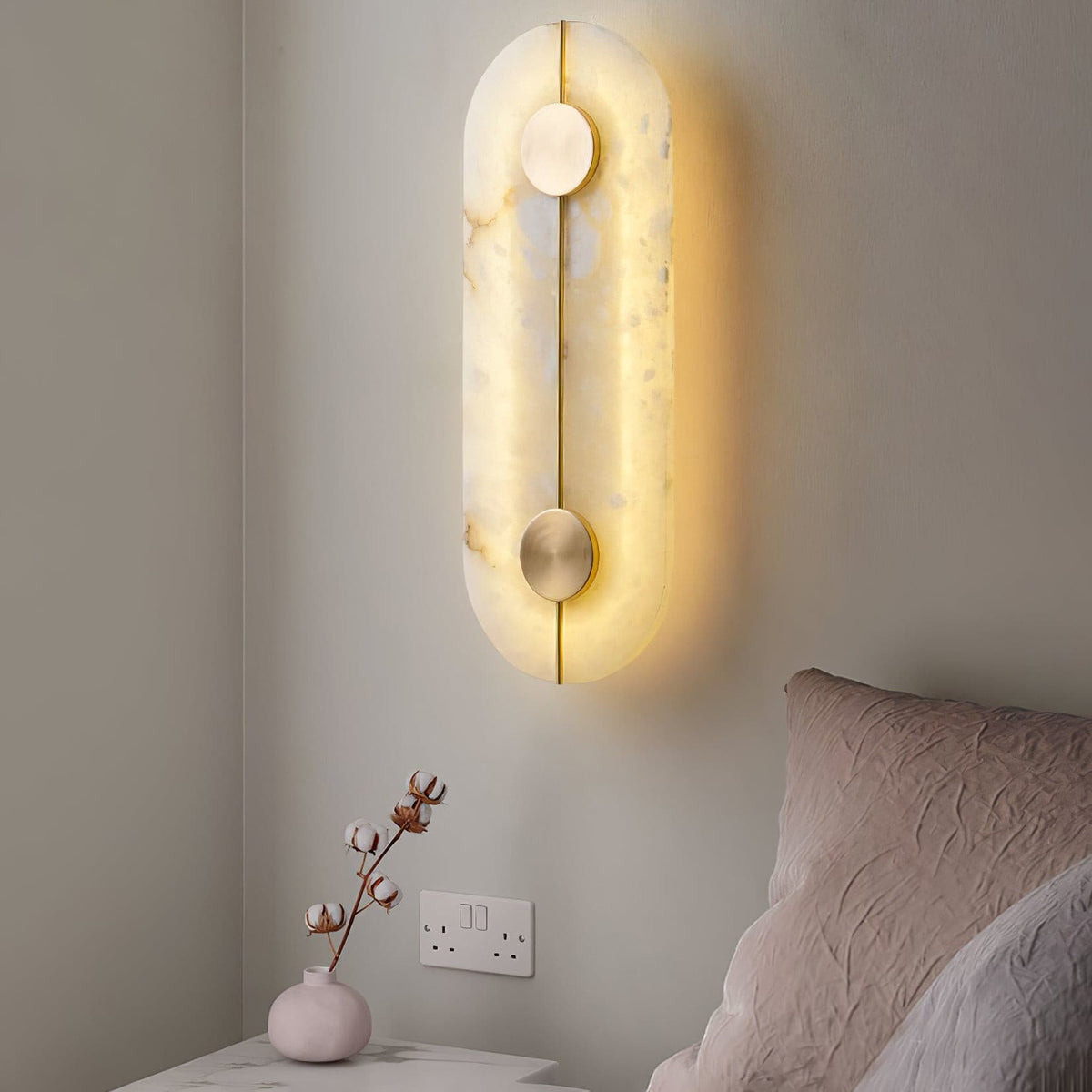 Ashenbrook Alabaster Wall Light-Moonnatur