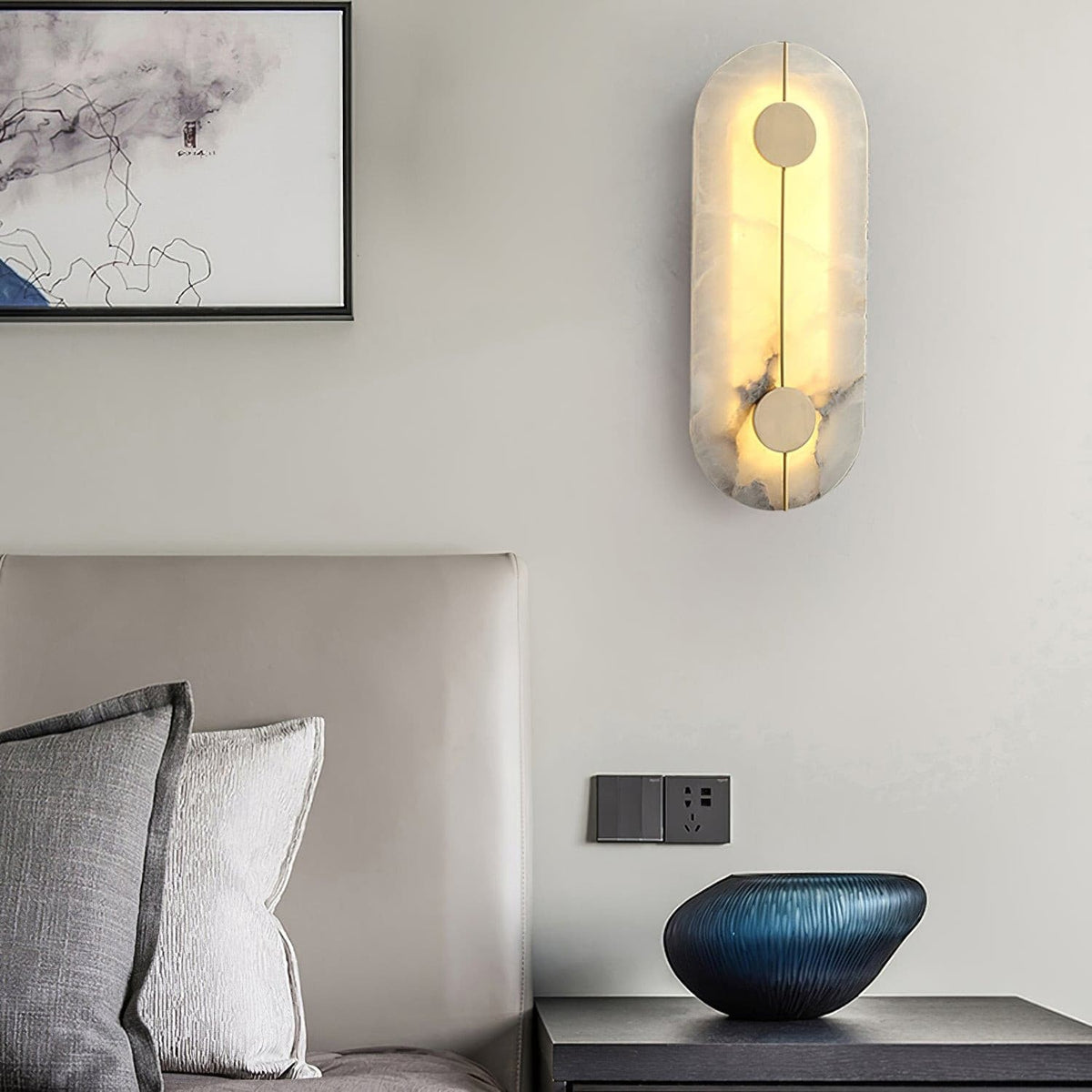 Ashenbrook Alabaster Wall Light-Moonnatur