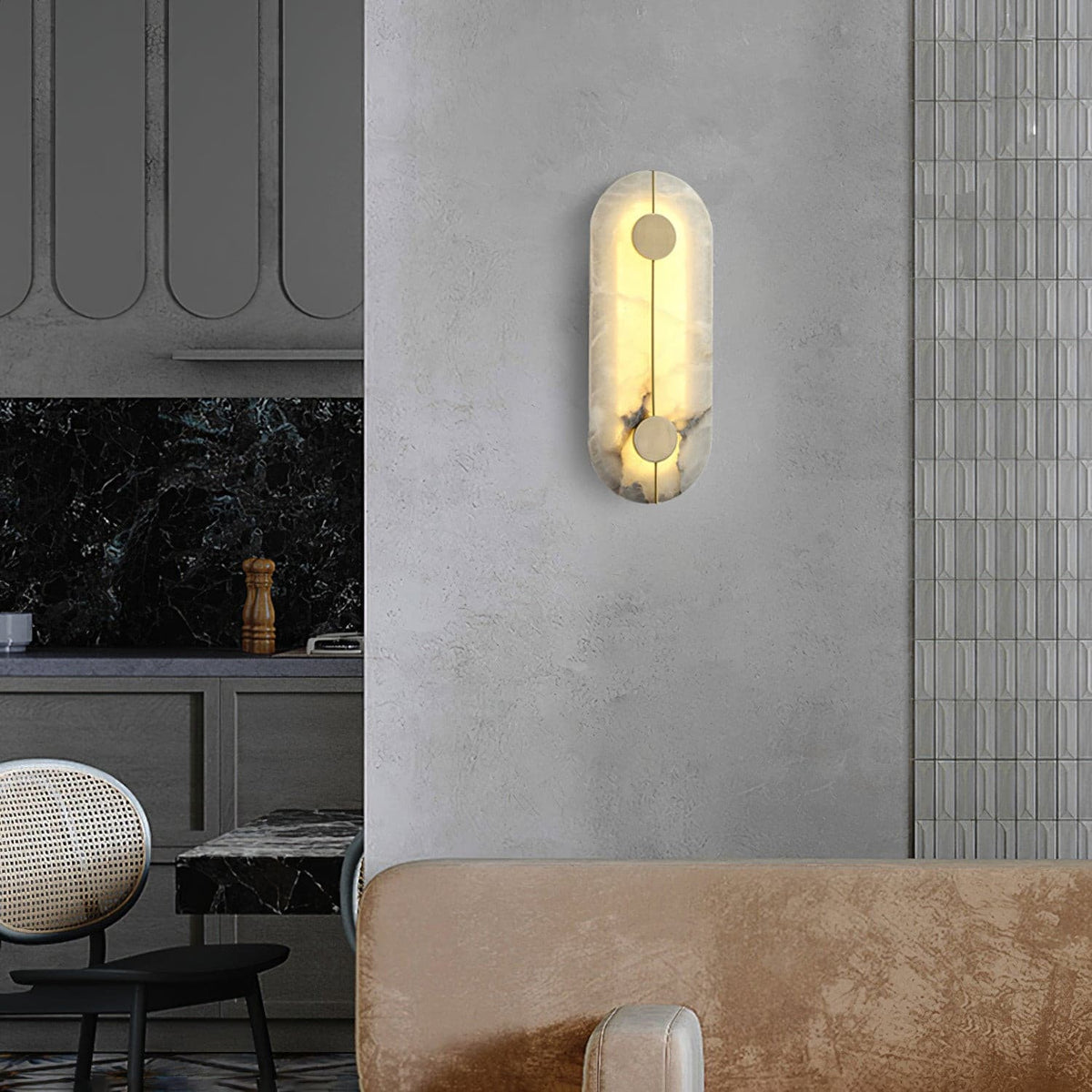 Ashenbrook Alabaster Wall Light-Moonnatur