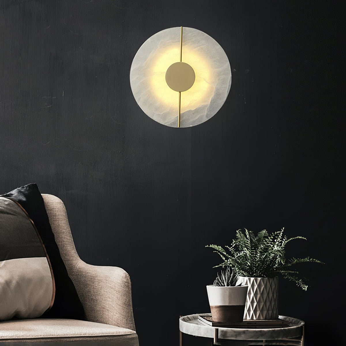 Ashenbrook Alabaster Wall Light-Moonnatur
