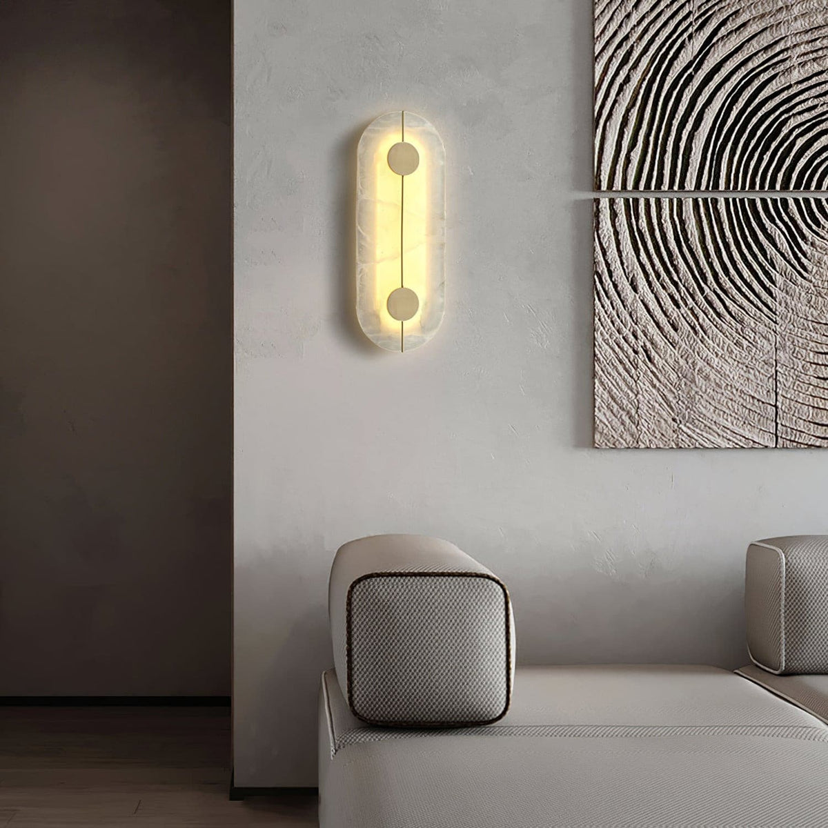 Ashenbrook Alabaster Wall Light-Moonnatur