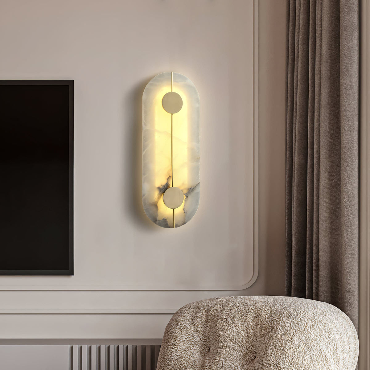Ashenbrook Alabaster Wall Light-Moonnatur