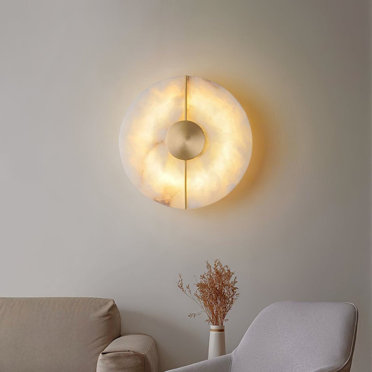 Ashenbrook Alabaster Wall Light-Moonnatur
