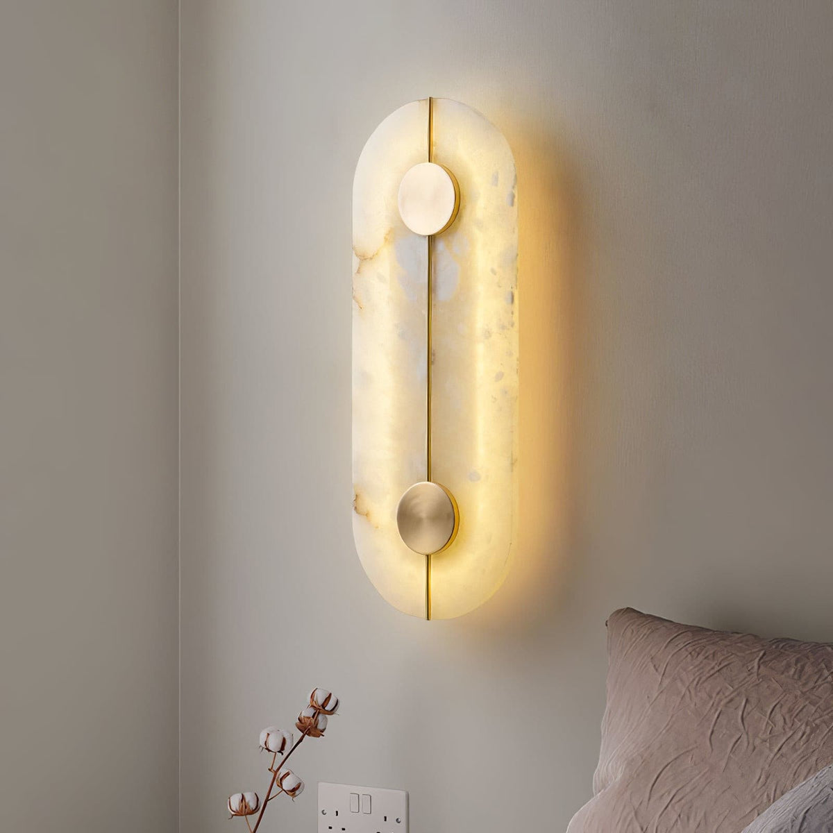 Ashenbrook Alabaster Wall Light-Moonnatur