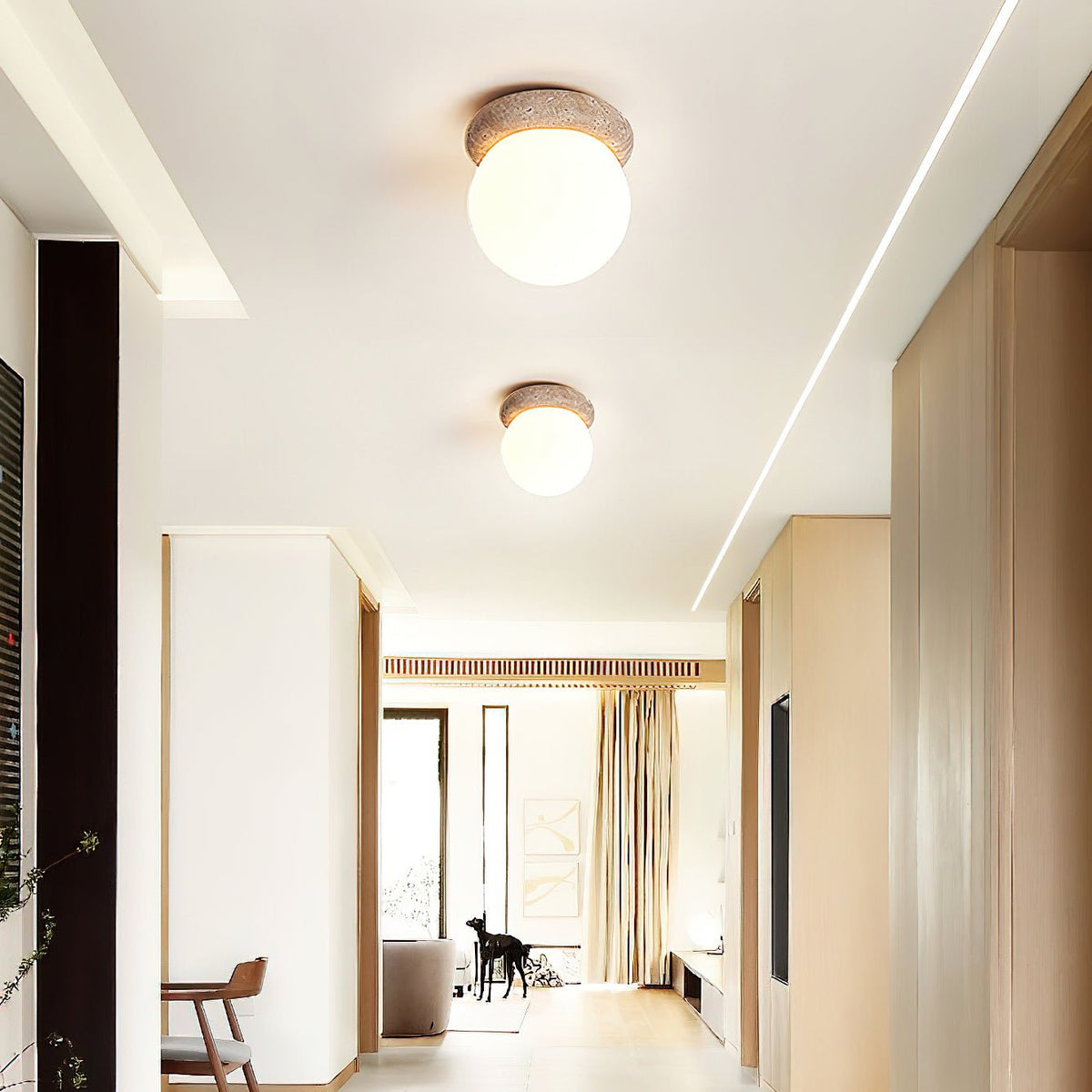 Kenrenfield Travertine Ceiling Light-Moonnatur