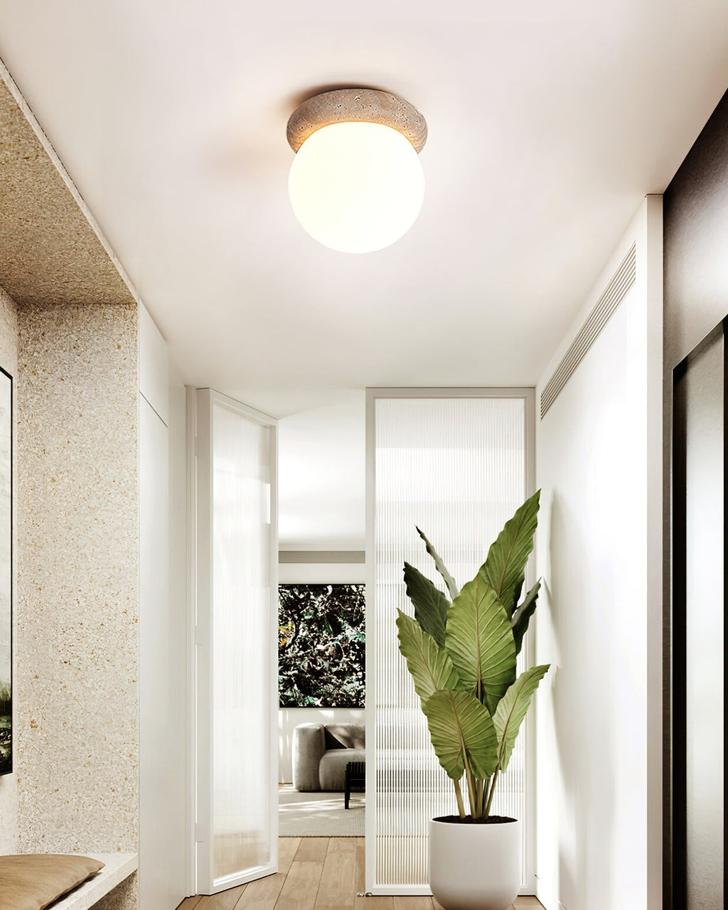 Kenrenfield Travertine Ceiling Light-Moonnatur