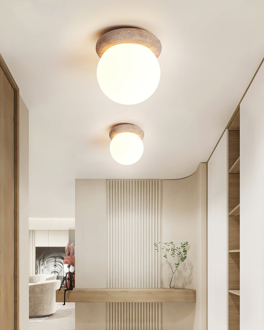 Kenrenfield Travertine Ceiling Light-Moonnatur