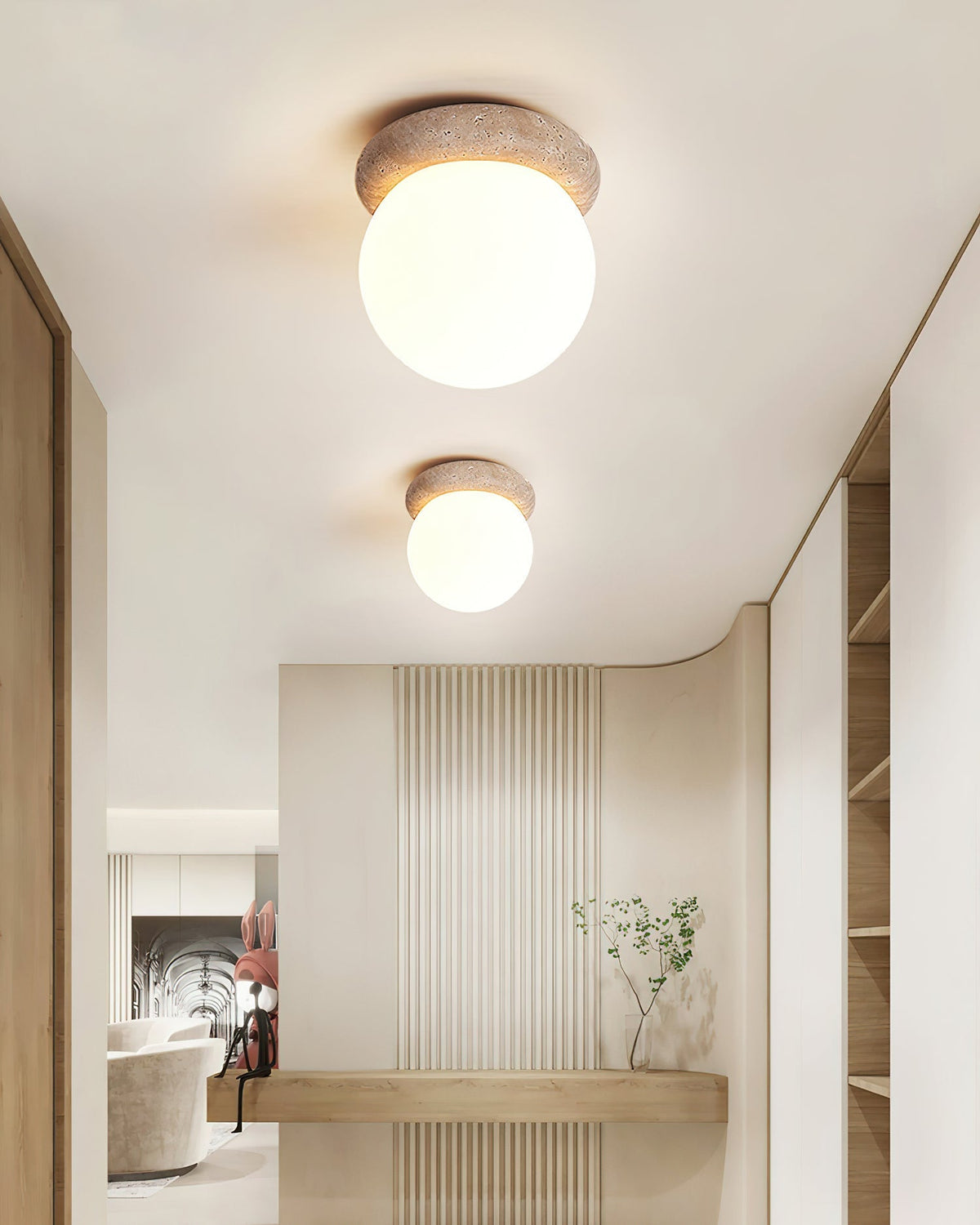 Kenrenfield Travertine Ceiling Light-Moonnatur