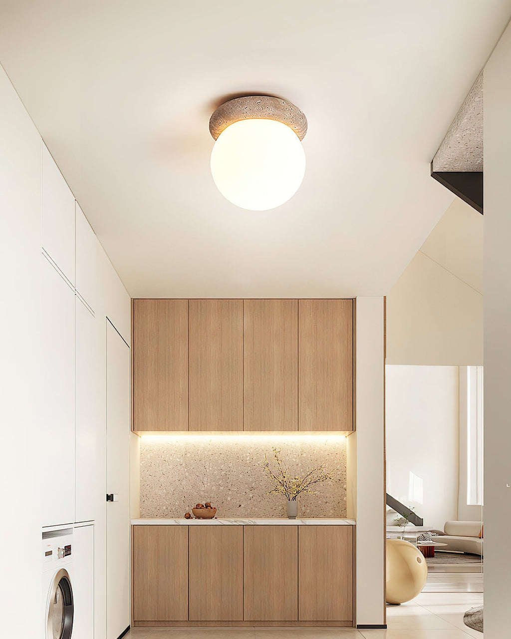 Kenrenfield Travertine Ceiling Light-Moonnatur