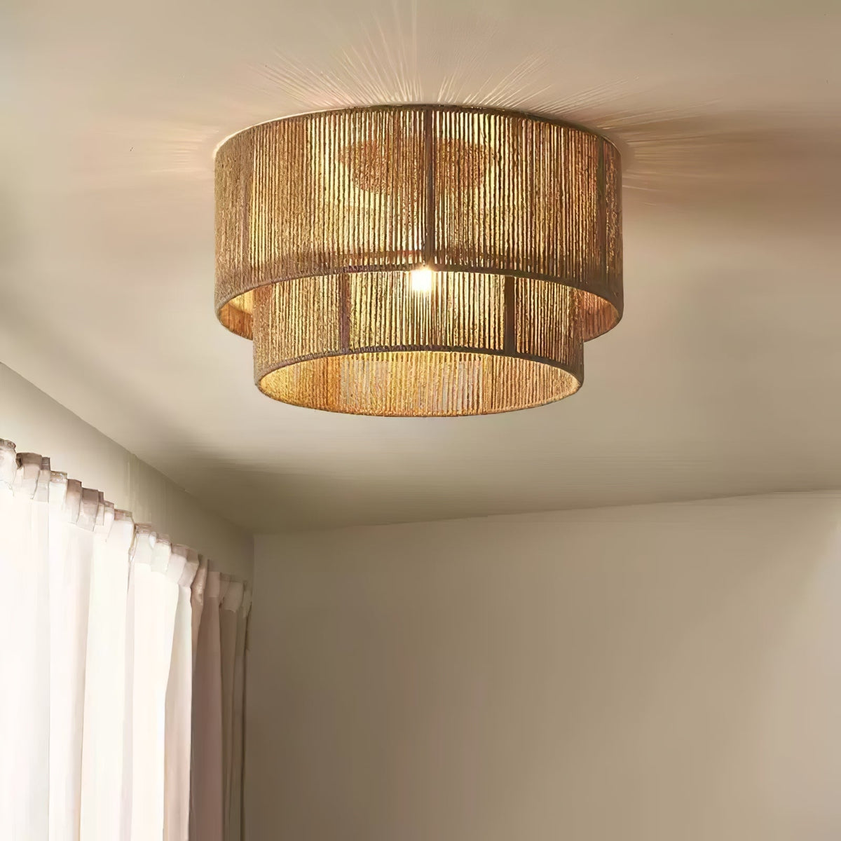 Deldenelle Jute Rope Ceiling Light-Moonnatur