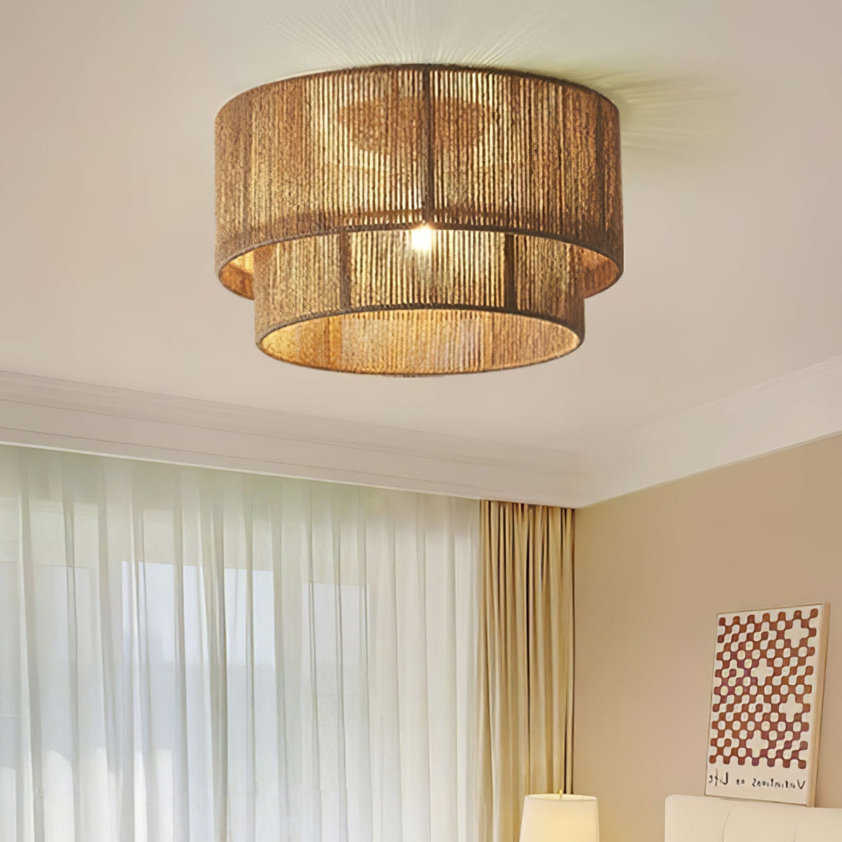 Deldenelle Jute Rope Ceiling Light-Moonnatur
