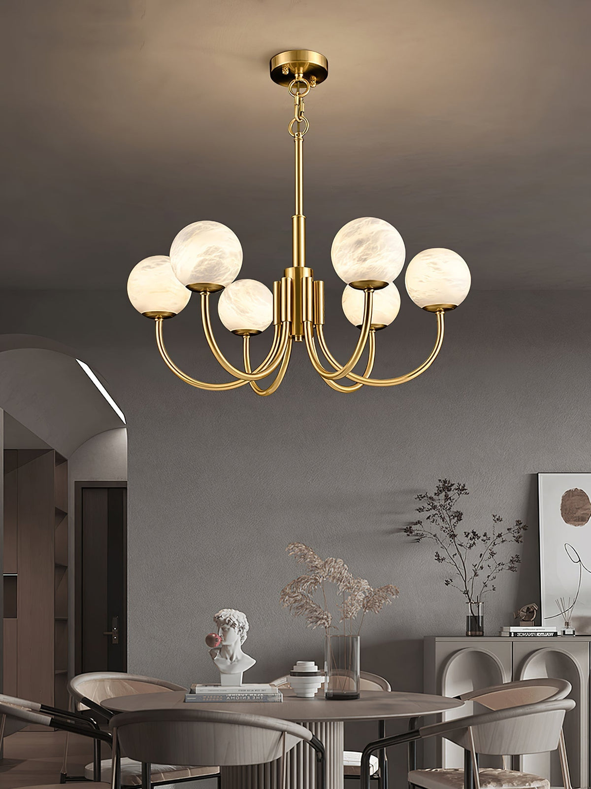 Venelle Alabaster Chandelier-Moonnatur