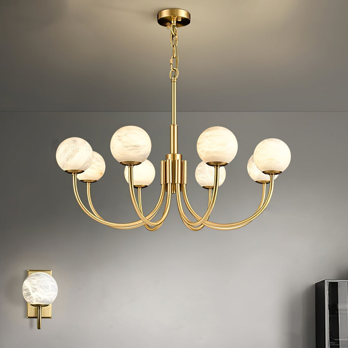 Venelle Alabaster Chandelier-Moonnatur