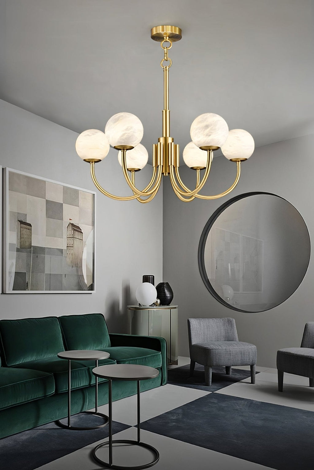 Venelle Alabaster Chandelier-Moonnatur