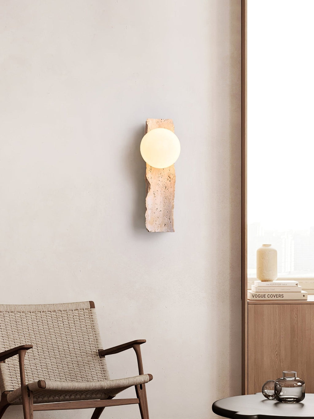 Erlenwynne Travertine Wall Light-Moonnatur