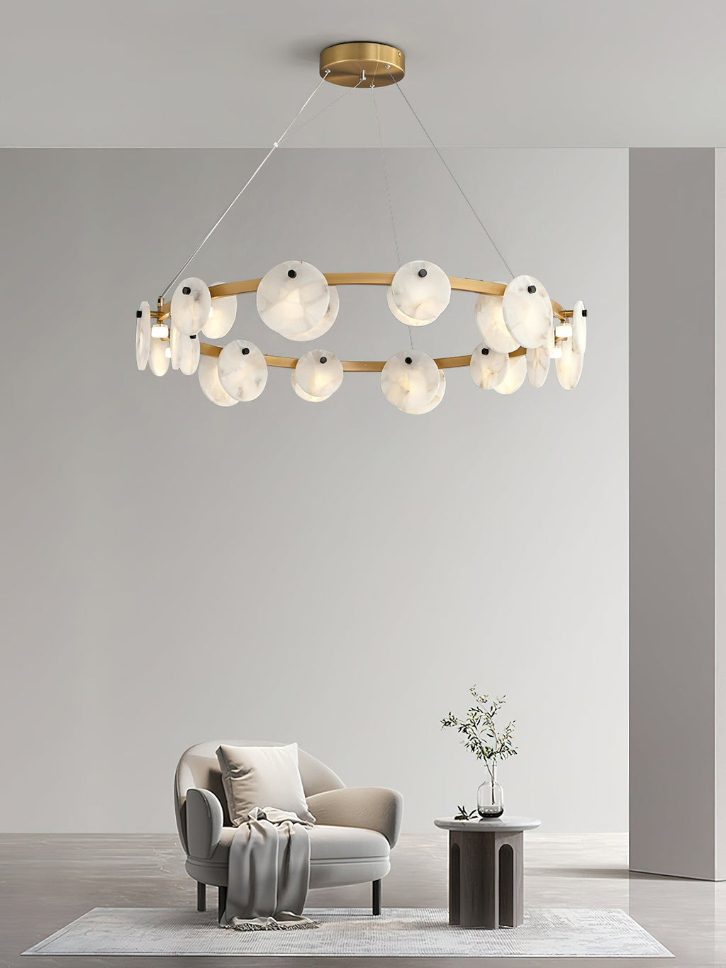 Selvenaelle Alabaster Chandelier-Moonnatur