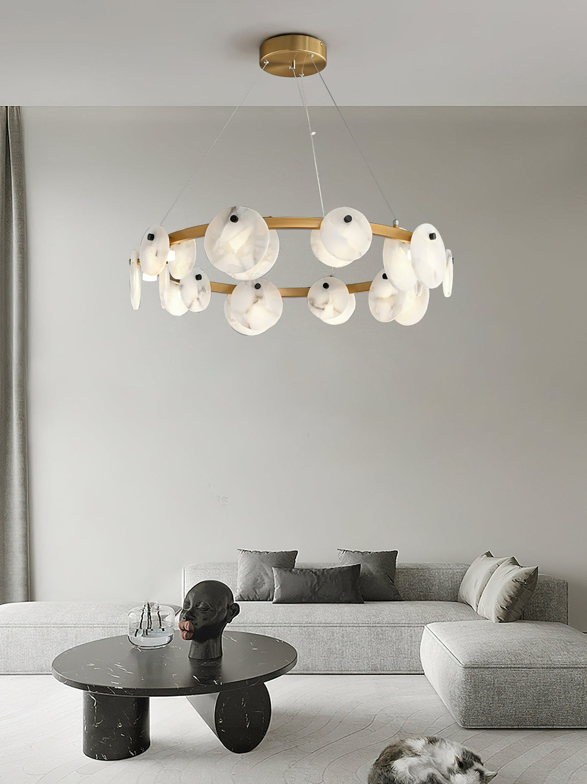 Selvenaelle Alabaster Chandelier-Moonnatur