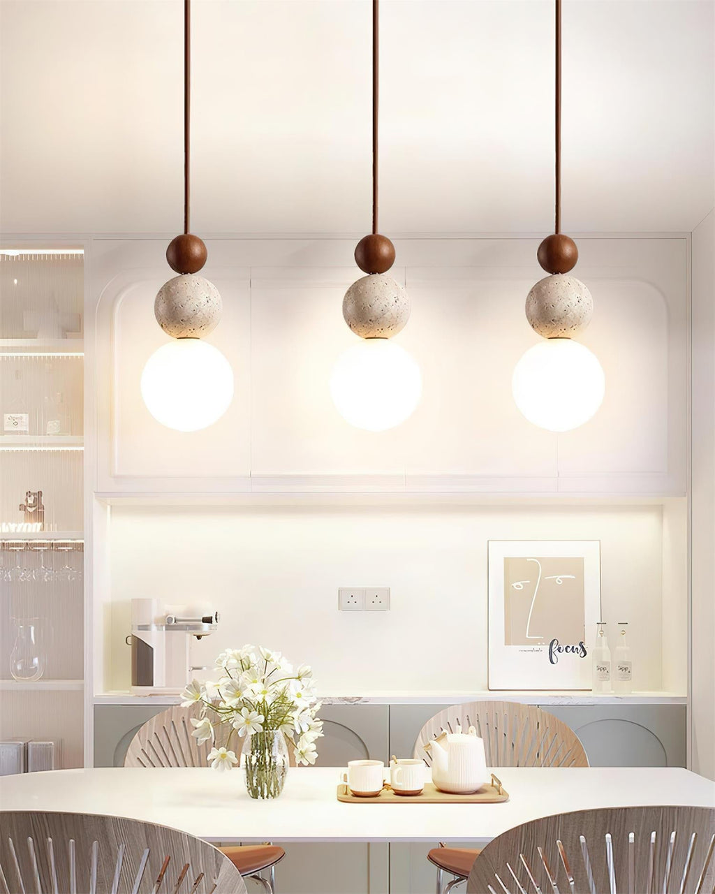 Veyrenbrook Travertine Pendant Light-Moonnatur