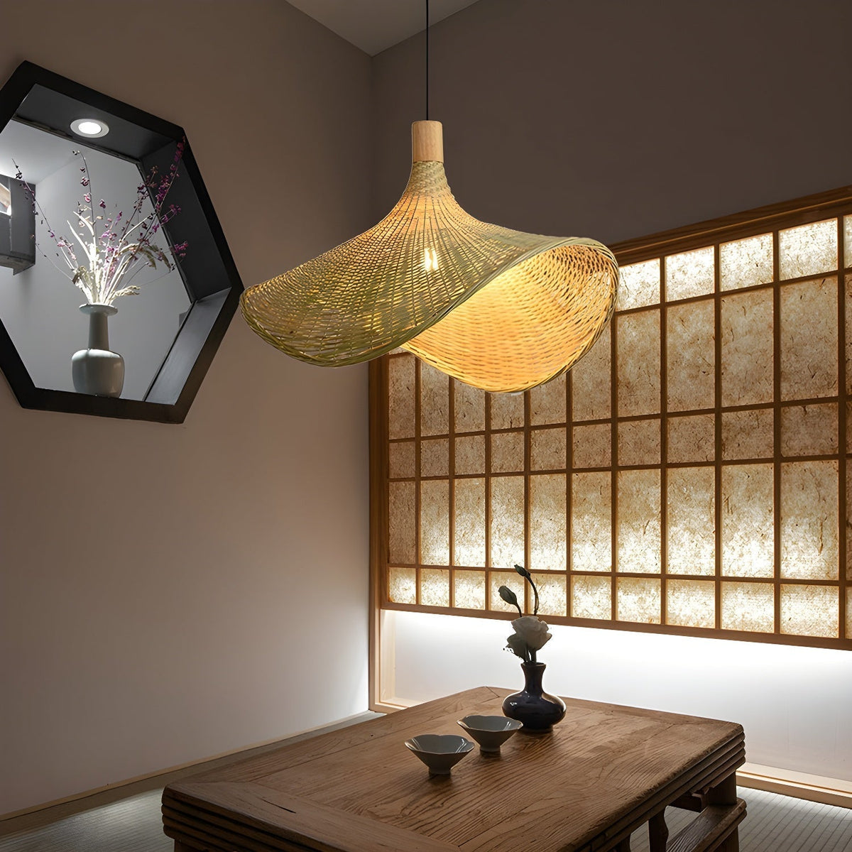 Morveniel Rattan Pendant Light-Moonnatur