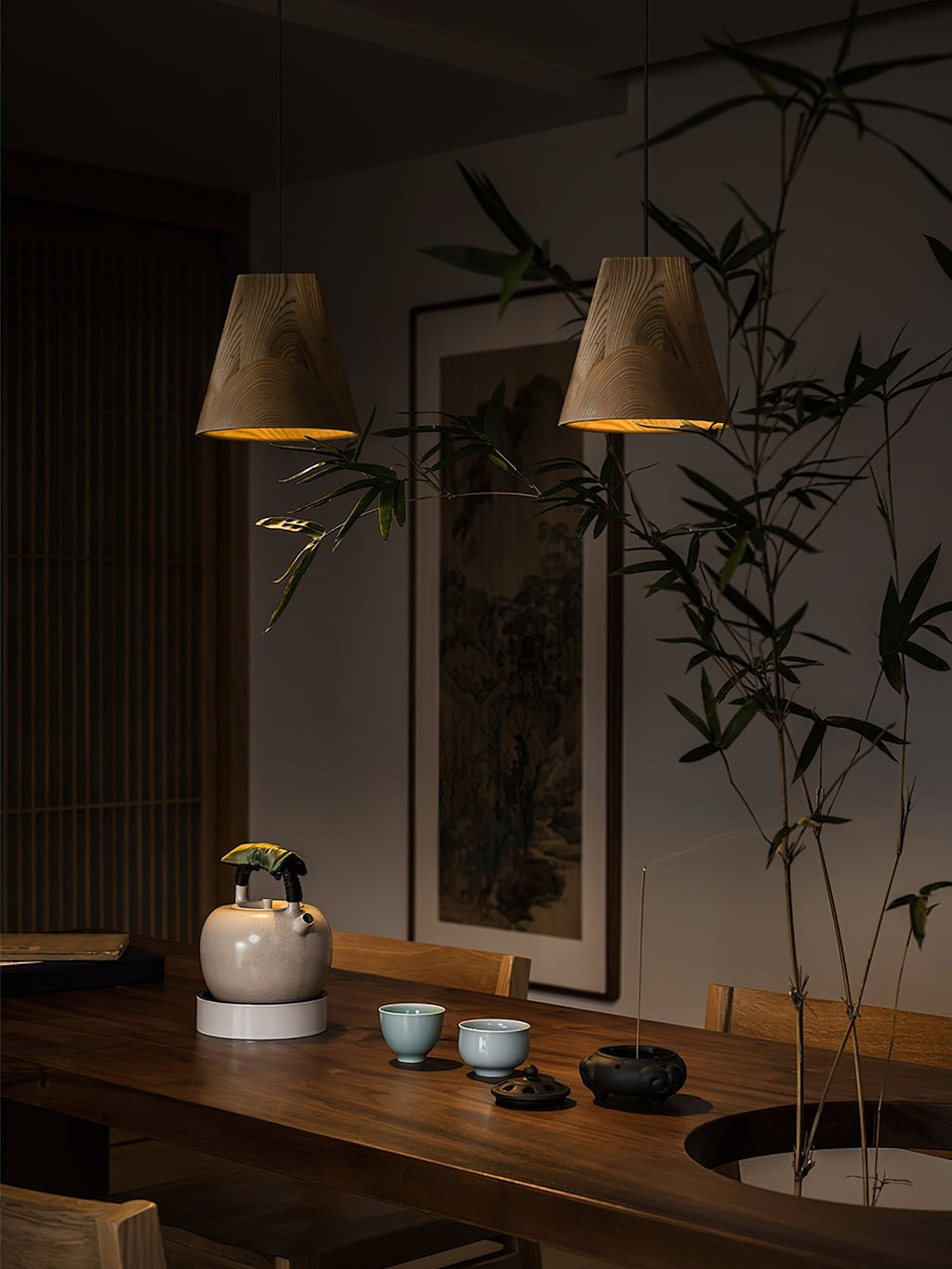Lyrenelle Wood Pendant Light-Moonnatur
