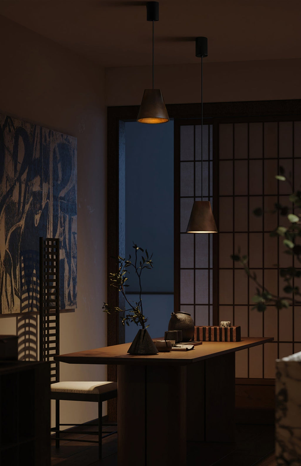 Lyrenelle Wood Pendant Light-Moonnatur