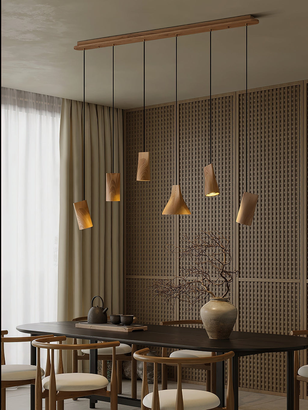 Lyrenelle Wood Pendant Light-Moonnatur