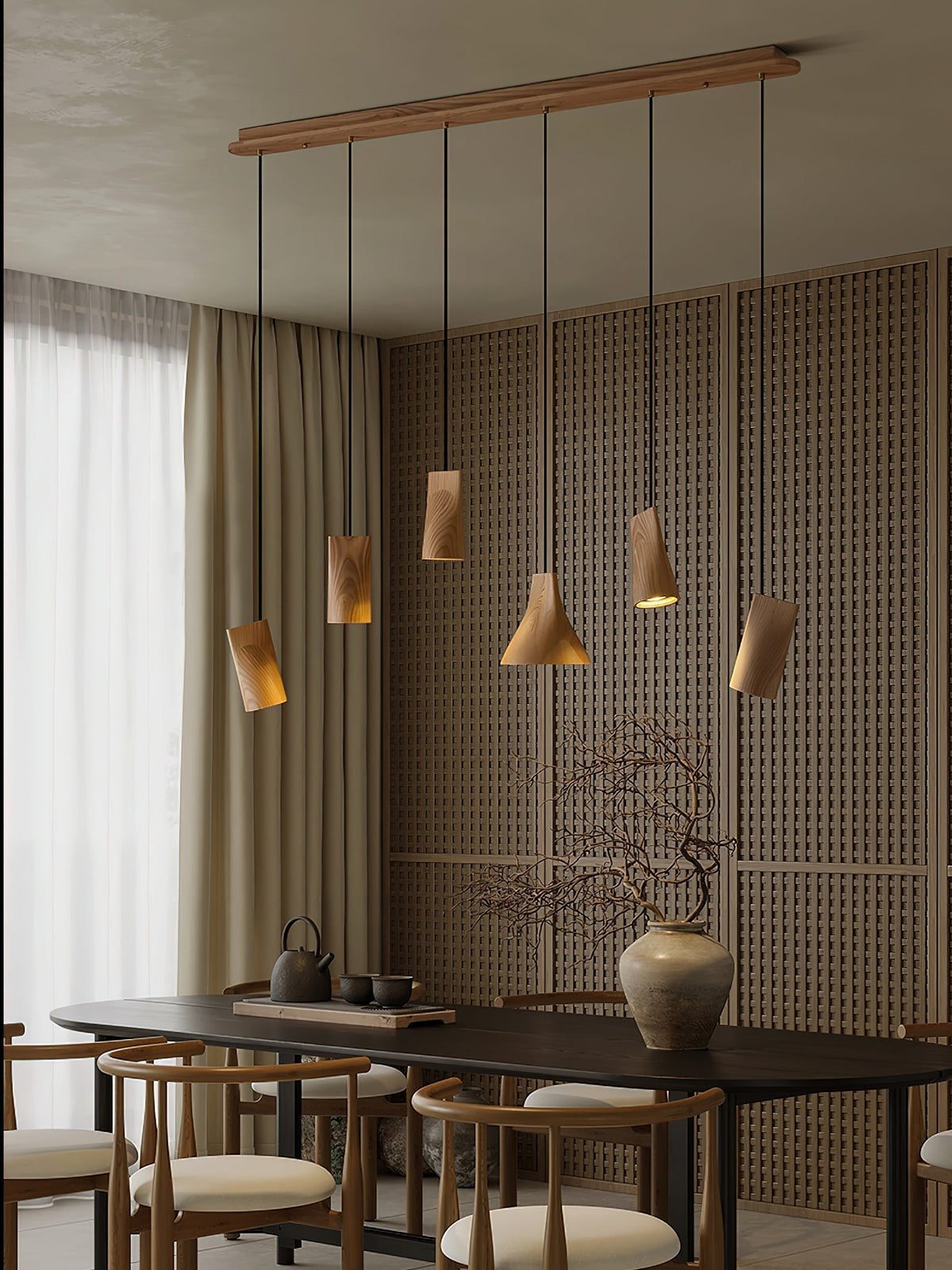 Lyrenelle Wood Pendant Light-Moonnatur