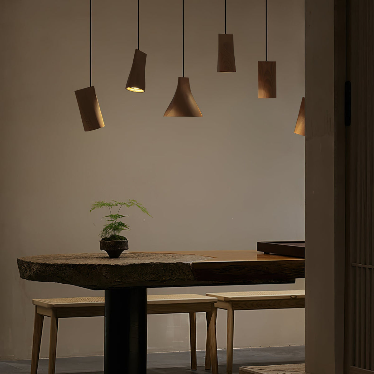 Lyrenelle Wood Pendant Light-Moonnatur