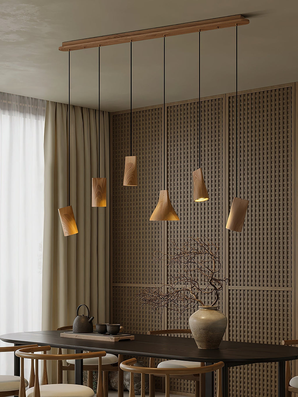 Lyrenelle Wood Pendant Light-Moonnatur