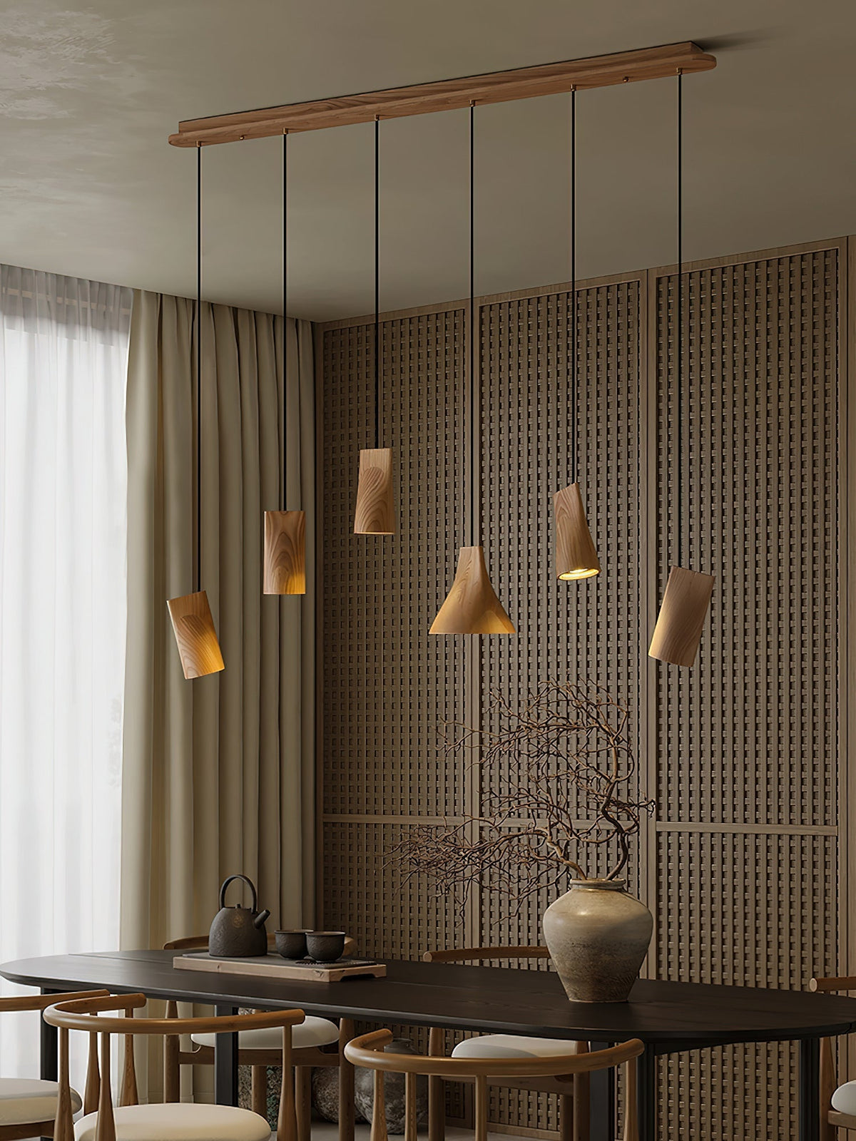 Lyrenelle Wood Pendant Light-Moonnatur
