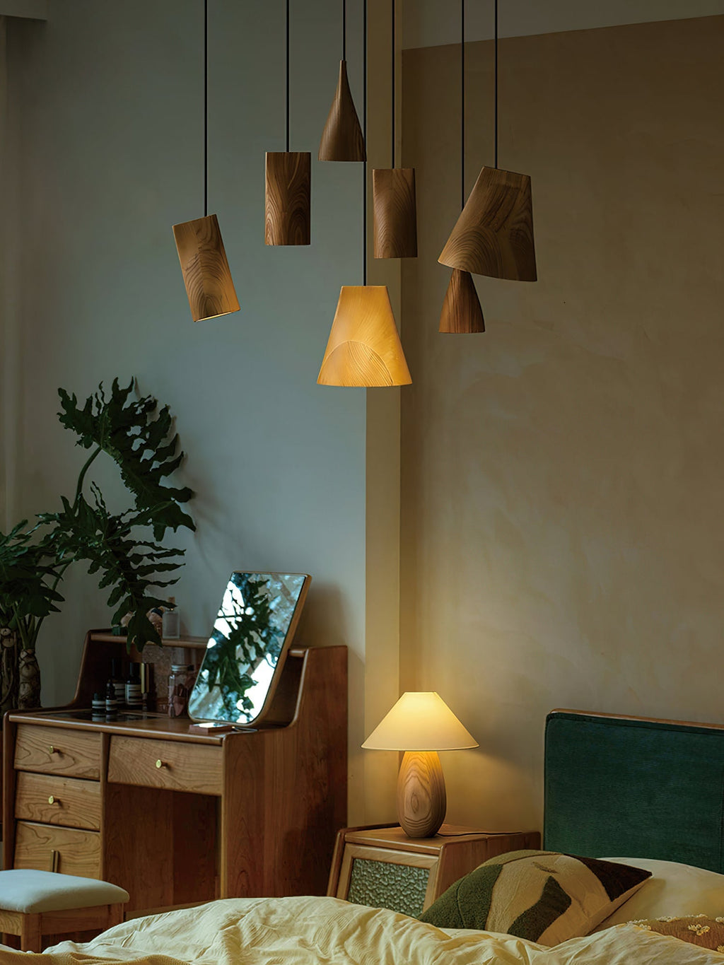 Lyrenelle Wood Pendant Light-Moonnatur
