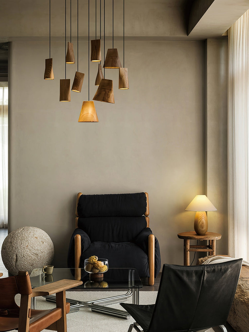 Lyrenelle Wood Pendant Light-Moonnatur
