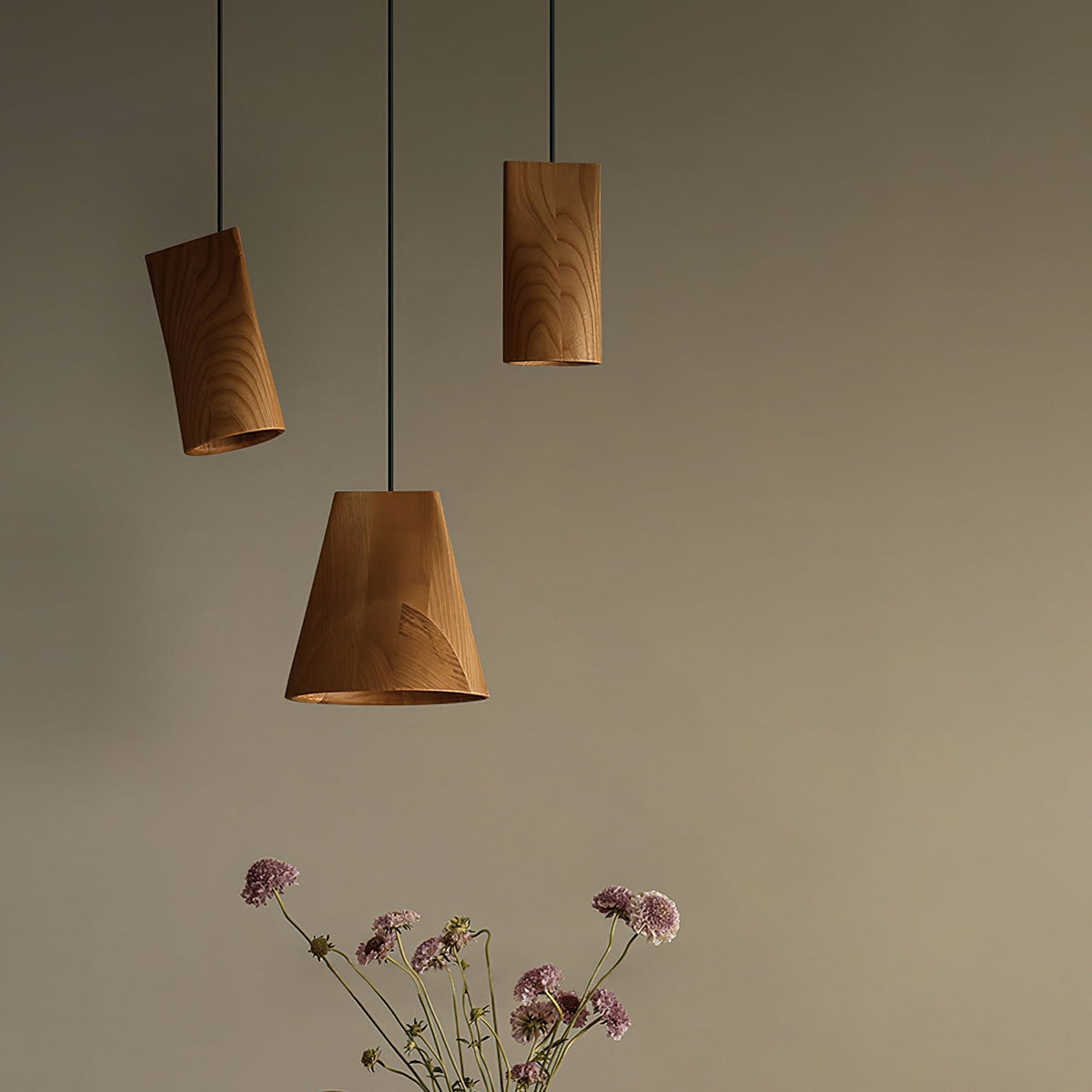 Lyrenelle Wood Pendant Light-Moonnatur